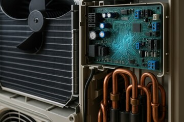 Poster - High Tech AC Circuitry and Components of Air Conditioning Unit