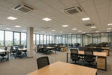Poster - Modern Office Space with Air Conditioning and Simple Design Elements