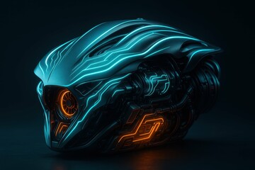 Poster - Futuristic Neon Engine Design with Sleek Curves and Vibrant Colors