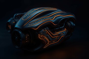 Poster - Futuristic Engine Design with Neon Patterns and Sleek Curves