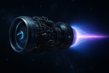 Poster - Futuristic Jet Engine Design with Energetic Light Emission