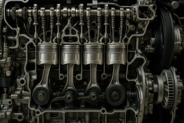 Poster - Detailed View of Engine Components with Piston Arrangement