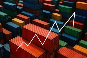 Poster - Vibrant Cargo Containers with Graph Illustration for Business Growth