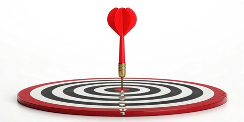Poster - A red heart-shaped dart is aimed at the center of a circular dartboard, symbolizing precision and focus.