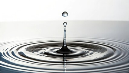 Poster - A water droplet creates circular ripples on a calm surface, showcasing the beauty of fluid dynamics and minimalism.