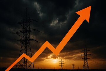 Poster - Electricity Price Surge with Power Lines Against Dramatic Sky