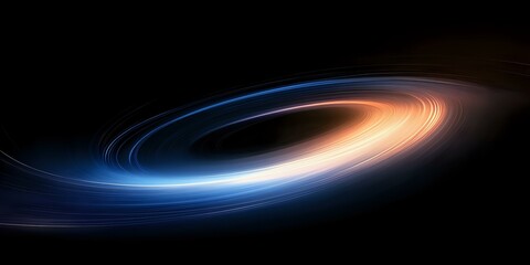 Poster - Luminous spiral of blue and orange light streams against dark background, creating dynamic cosmic motion effect for space and astronomy designs.