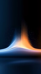 Poster - Abstract glowing waves in orange and blue colors with sparkles against dark background, creating dynamic light effect for modern design projects.
