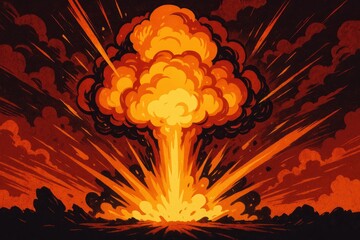Aufkleber - fiery explosion art with vibrant colors and dynamic composition