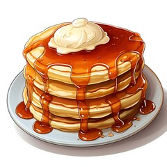 Wall Mural - Buttery Syrup Pancakes  A Sweet Stack of Deliciousness