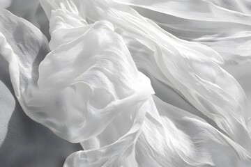 Poster - Graceful Flow White Fabric with Delicate Folds and Creases