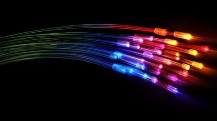 Poster - abstract colorful fiber optics network digital art rainbow technology background modern futuristic d