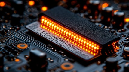 Poster - Illuminated Circuit Board: A Close-Up of Electronic Components