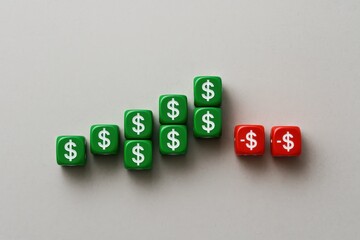 Poster - Colorful Dice Representing Financial Growth with Dollar Signs