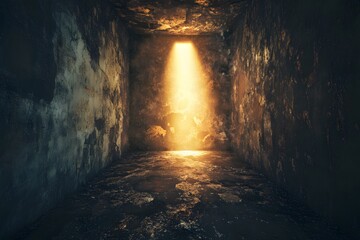 Poster - Radiant Decay Grungy Texture with a Striking Central Light Source