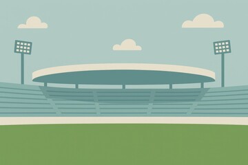 Poster - Minimalist Stadium Scene with Simple Design and Soft Colors