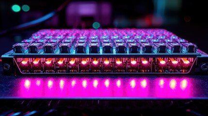 Poster - Illuminated Technological Marvel: A Close-Up of a Sophisticated Circuit Board