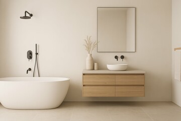 Poster - Elegant Minimalist Bathroom Decor with Simple Design Elements