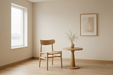 Poster - Simple Nordic Minimalism in Cozy Interior with Stylish Decor Elements