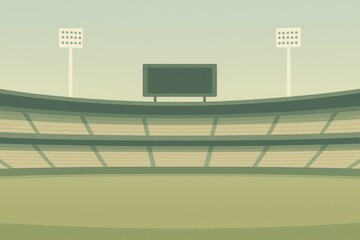 Poster - Minimalist Abstract Stadium Design with Simple Lines and Colors