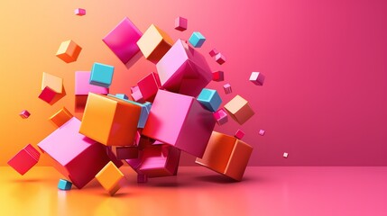 Wall Mural - colorful cubes abstract 3d explosion of excellence in splendor beyond compare with grace in style