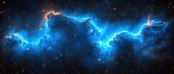 Wall Mural - cosmic vista unveils a nebula of swirling blue and orange, dotted with distant stars in a vast expan
