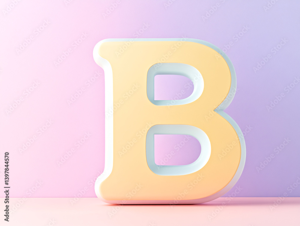 The image shows a large, glossy letter 