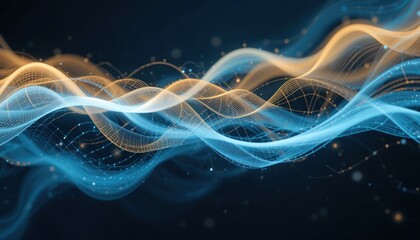 Fototapete - Dynamic energy waves abstract background digital art dark environment close-up view flowing movement for visual impact
