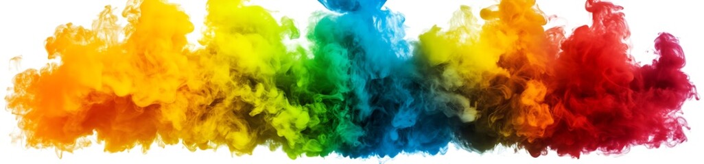 Poster - Abstract Colorful Cloud Formation Vivid Spectrum of Hues on White
