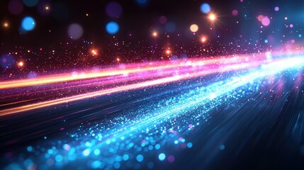 Poster - Abstract Light Trails and Glowing Particles: A Vibrant Cosmic Display