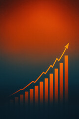 Poster - Rising Growth Chart: A vibrant illustration of a bar graph with an ascending trend line, symbolizing continuous growth and improvement.