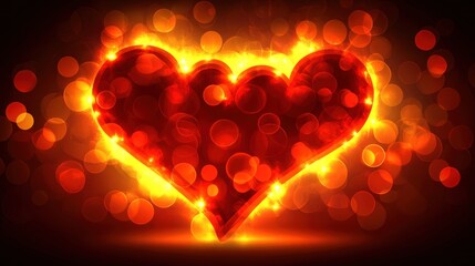 Poster - a glowing heart shape with light and a bokeh background effect