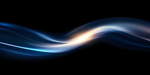 Aufkleber - glowing blue and white light waves flow smoothly across dark background creating dynamic motion effe