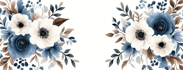 Poster - Softly painted gray and white flowers adorn a gentle backdrop, showcasing fine details and a tranquil, minimalist aesthetic