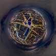 © AmazingAerialAgency - Aerial view of a tiny planet cityscape at night with beautiful lights and historic buildings, Hull, England, United Kingdom.