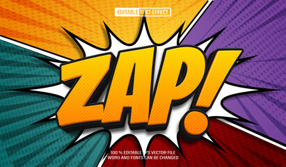 Poster - Editable 3d text style effect - Zap Comic text effect Template