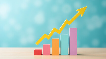 Poster - Colorful bar graph upward trend business growth financial success data visualization marketing strategy analysis statistics progress investment
