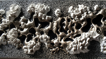 Poster - Abstract Black White Grey Textured Art Relief