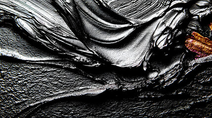 Poster - Abstract Black White Metallic Texture with Wave Pattern