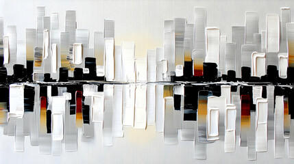 Poster - Abstract Cityscape Reflection in Grayscale and Silver Tones
