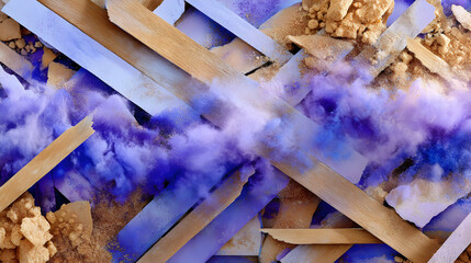 Poster - Abstract Purple Blue and Gold Wood Texture Background
