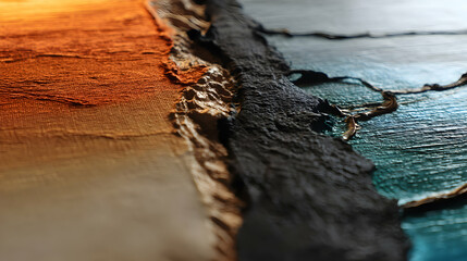 Poster - Abstract Textured Background with Brown Orange Teal and Black Hues