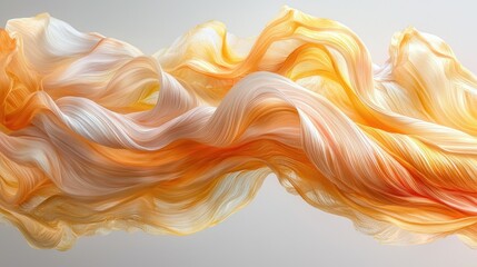 Poster - Abstract Flowing Fabric: A Symphony of Orange and White