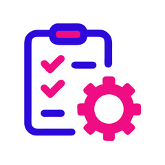 Poster - Task Management Icon with Checklist and Gear Symbol  