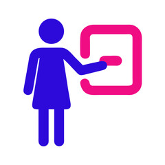 Poster - Icon of a woman teacher interacting with a symbol in a modern style  