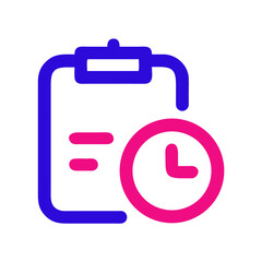 Poster - Icon representing task deadline with clipboard and clock  