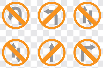 Wall Mural - road sign right turn icon collection. right turn symbol sign. traffic signs icon. turn right and don