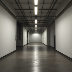  bright liminal space hallway, 3d rendered interior