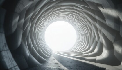 Poster - Exploring abstract light tunnel art installation urban space digital artwork surreal environment wide-angle viewpoint conceptual design