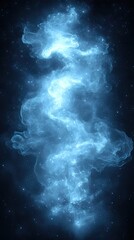 Wall Mural - a mesmerizing blue nebula cloud illuminated from within against a dark backdrop with twinkling stard